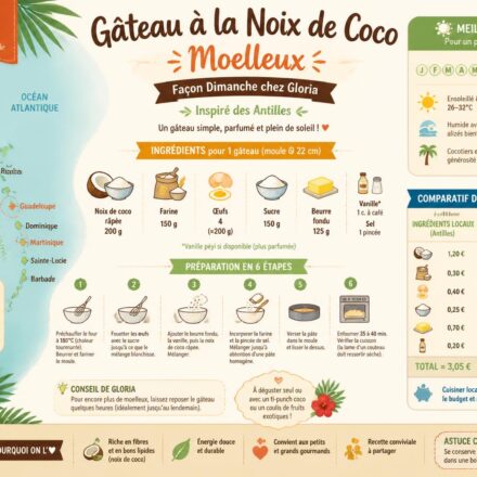 découvrez la recette antillaise moelleuse du gâteau à la noix de coco façon dimanche chez gloria, un délice exotique parfait pour vos moments gourmands en famille.