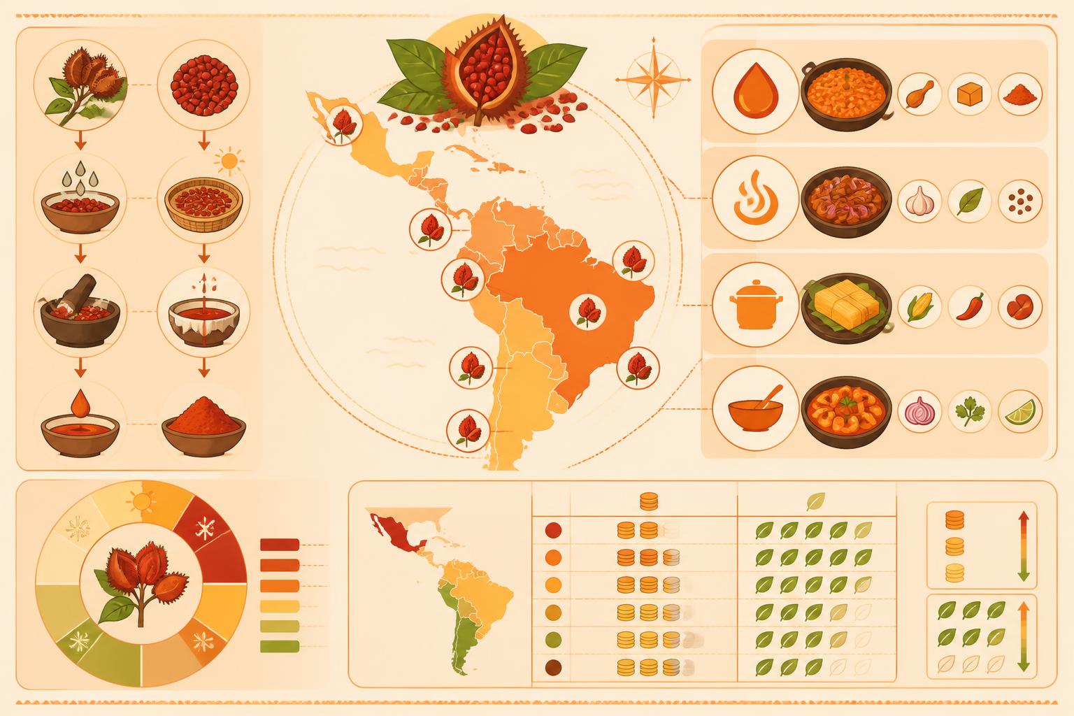 découvrez l'achiote (roucou), la graine rouge incontournable qui apporte couleur et saveur unique à toutes les recettes de la cuisine latine.