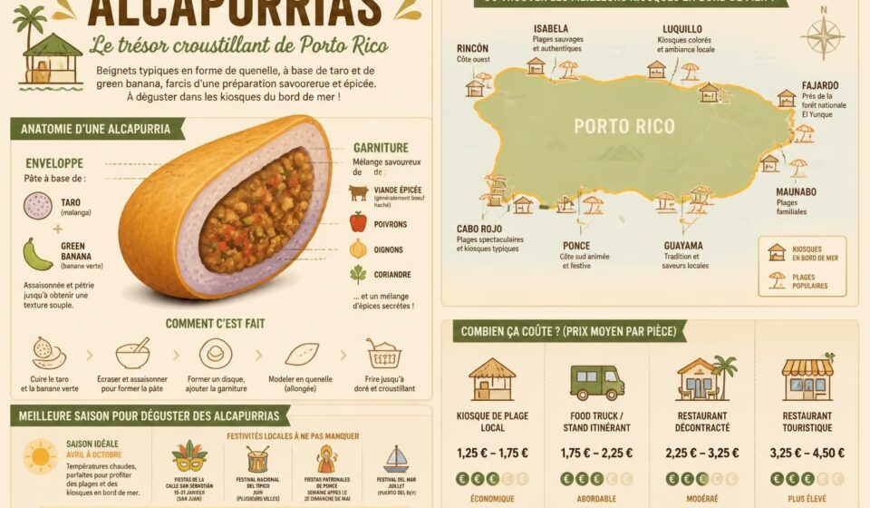 découvrez les alcapurrias porto-ricaines, ces délicieux beignets de taro farcis, spécialité incontournable des kiosques en bord de mer pour une expérience gustative authentique.