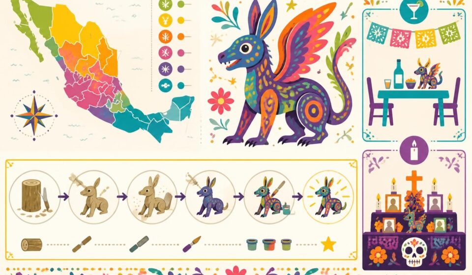 découvrez les alebrijes mexicains, ces sculptures colorées qui inspirent la décoration des tables de la cantina et des ofrendas du día de muertos, reflétant un art traditionnel vibrant et symbolique.