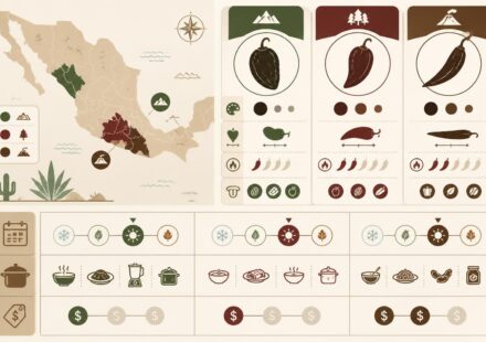 découvrez notre guide complet des piments séchés mexicains ancho, mulato et pasilla pour maîtriser leurs saveurs uniques et les utiliser avec justesse en cuisine.