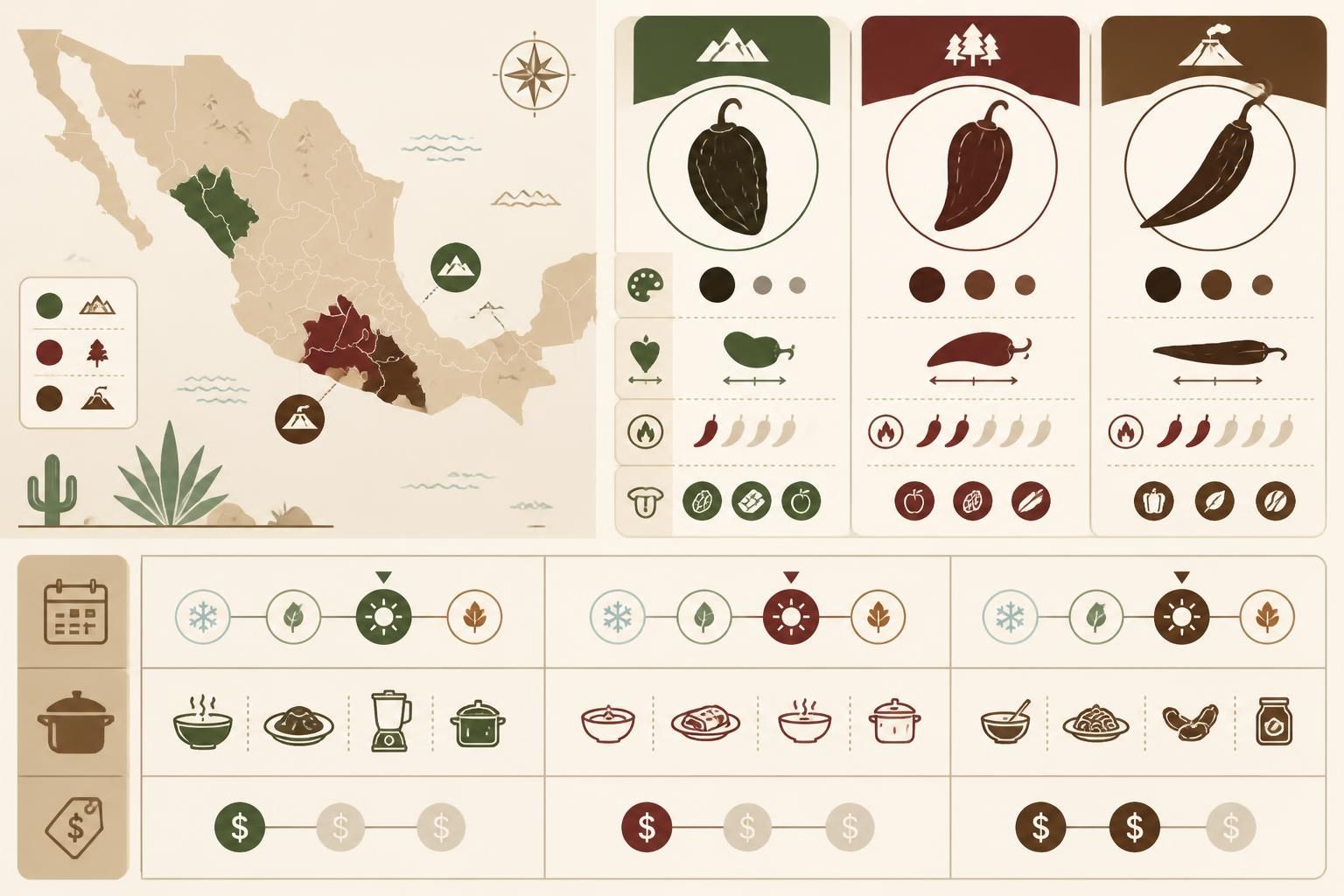 découvrez notre guide complet des piments séchés mexicains ancho, mulato et pasilla pour maîtriser leurs saveurs uniques et les utiliser avec justesse en cuisine.
