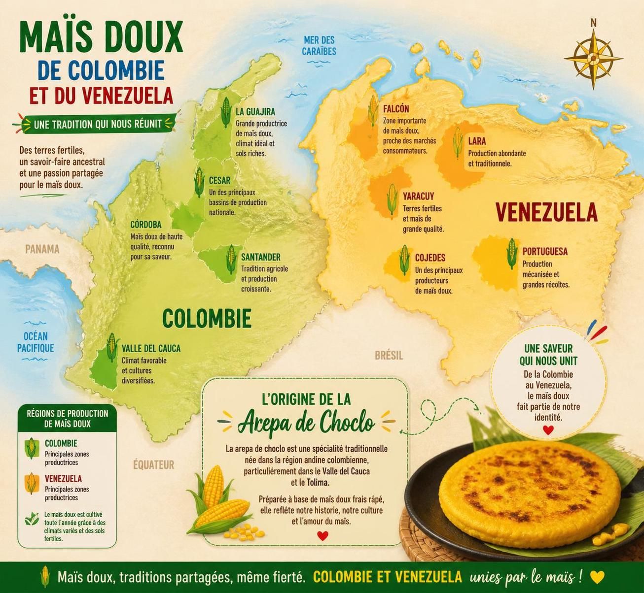 découvrez l'arepa de choclo, la délicieuse galette colombienne au maïs frais, croustillante et fondante, parfaite pour se déguster avec les doigts.