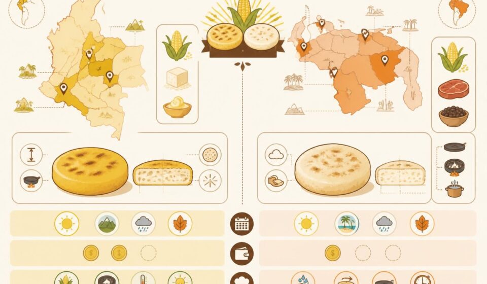 découvrez les arepas colombiennes et vénézuéliennes : deux recettes authentiques, deux textures uniques pour savourer un plat culte de la cuisine latino-américaine.