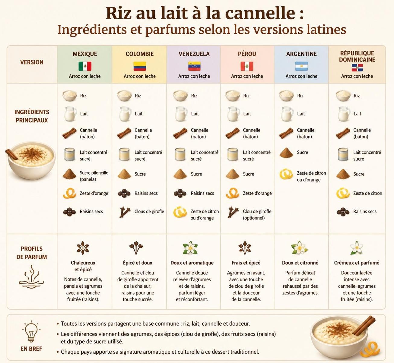 découvrez 5 délicieuses versions latines de l'arroz con leche, le traditionnel riz au lait à la cannelle, pour varier les plaisirs gourmands.