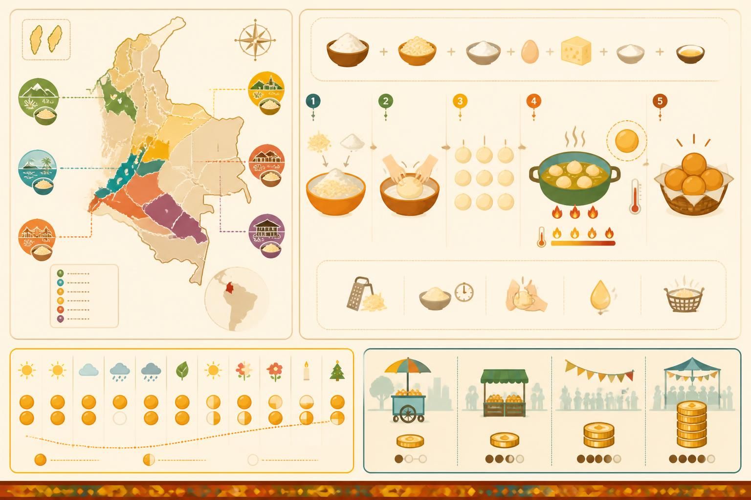 découvrez les buñuelos colombiens, ces délicieux beignets de fromage typiques de la street food, parfaits à déguster toute l'année et pas seulement à noël.