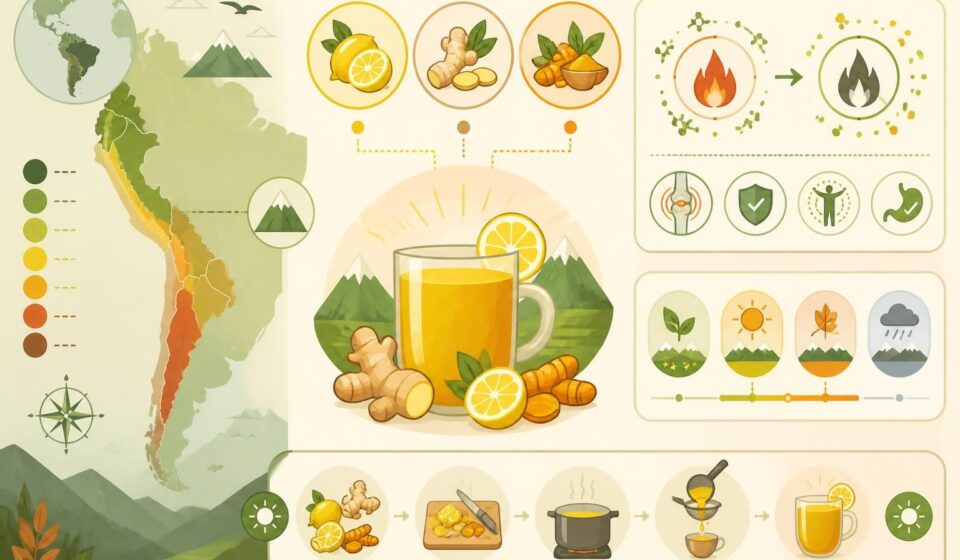 découvrez la boisson anti-inflammatoire naturelle des andes à base de citron, gingembre et curcuma, à consommer chaque matin pour bien démarrer la journée en privilégiant santé et vitalité.