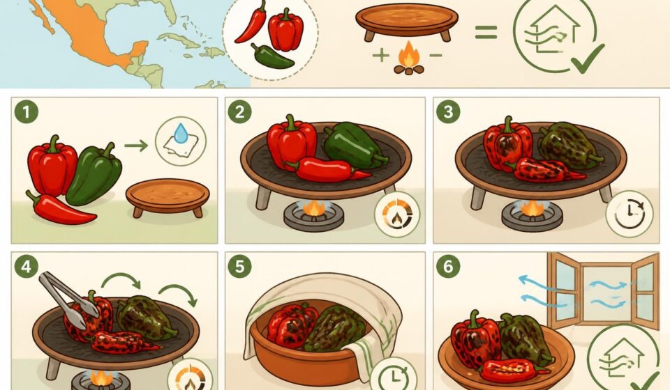 apprenez à rôtir piments et poivrons sans faire de fumée dans la maison grâce à la technique efficace de la cantina. astuces simples pour un goût parfait sans désagréments.