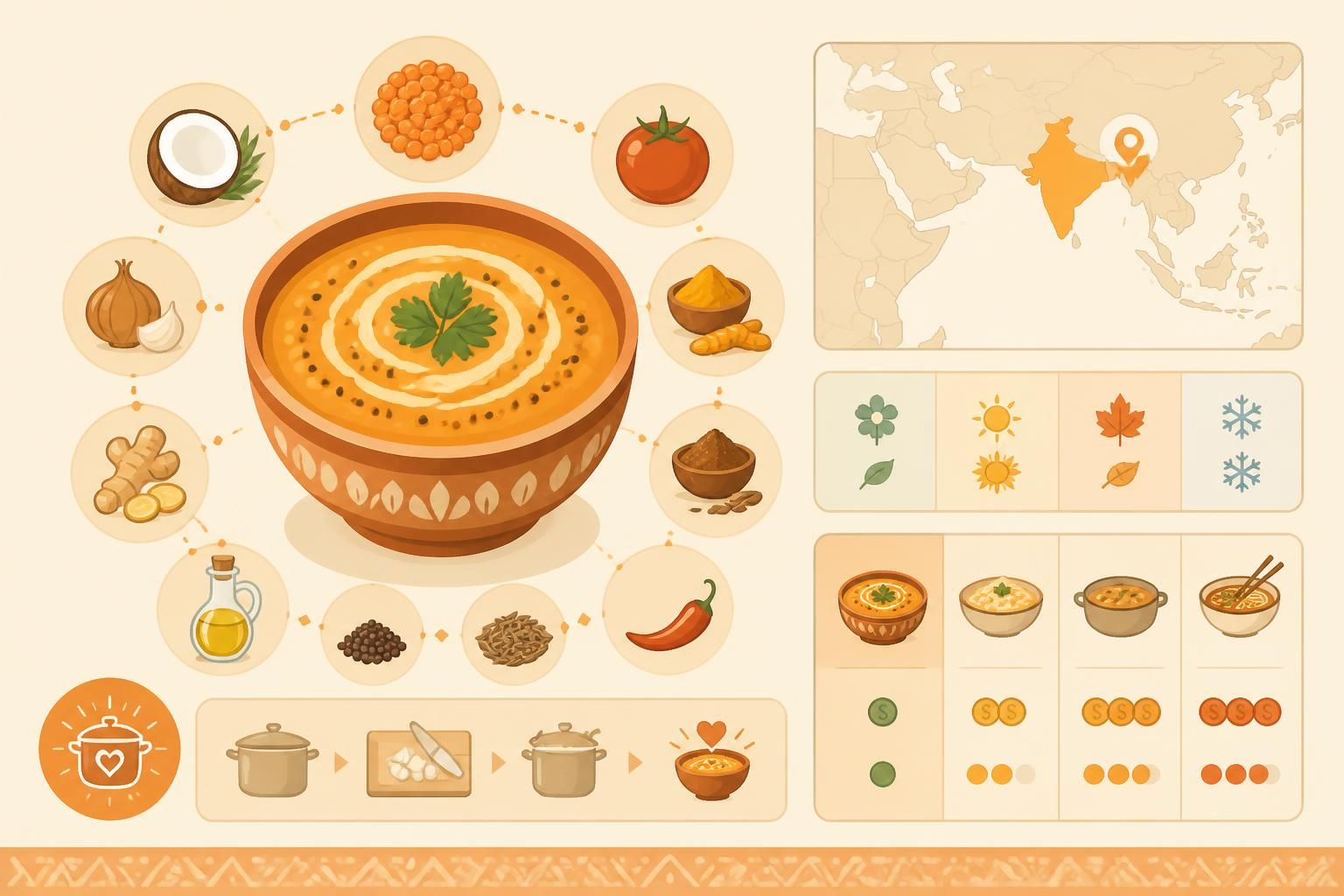 découvrez notre dahl de lentilles corail au lait de coco, un plat réconfortant aux saveurs authentiques de la cantina, parfait pour un repas sain et gourmand.