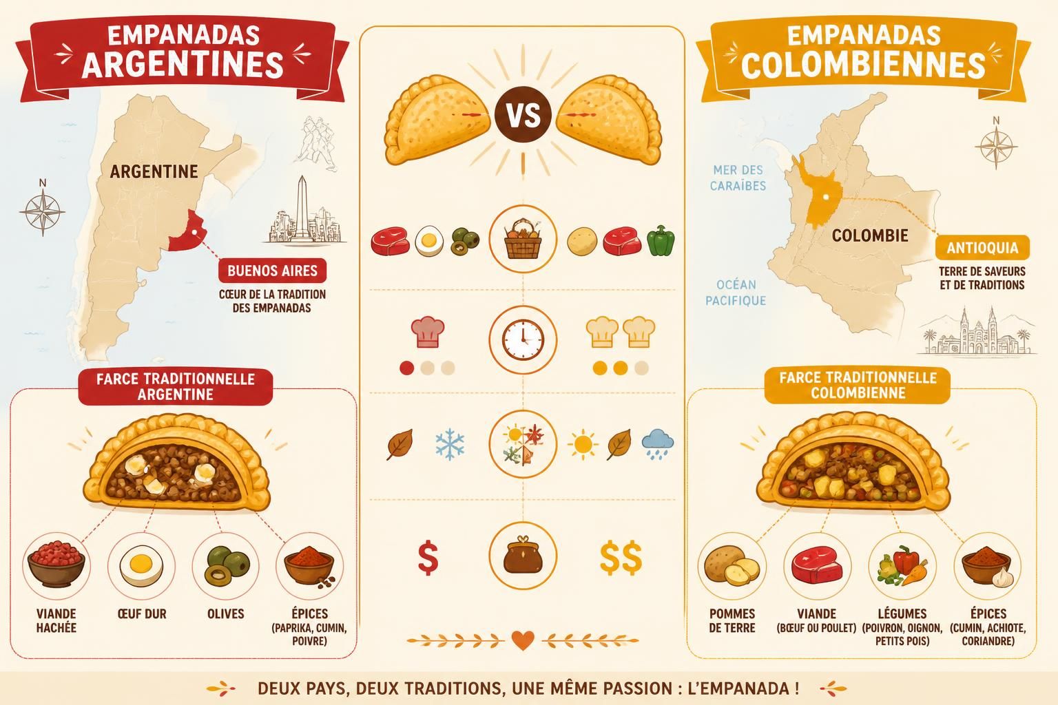 découvrez les empanadas argentines et colombiennes, deux délicieuses recettes de farces authentiques qui éveilleront vos papilles. une seule envie : les savourer sans attendre !