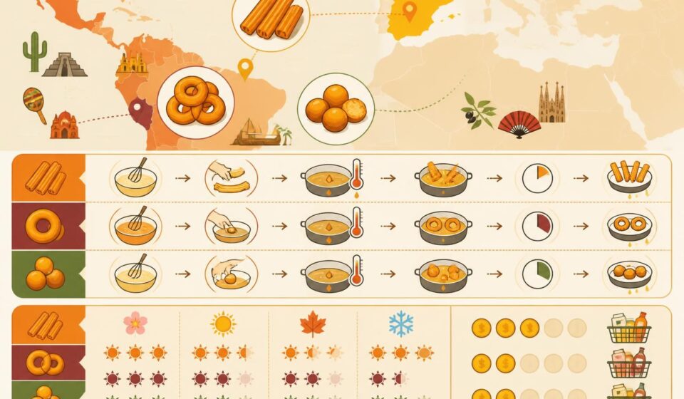 découvrez comment réussir à coup sûr vos fritures latines favorites : churros, picarones et buñuelos, pour des recettes délicieuses sans mauvaises surprises.