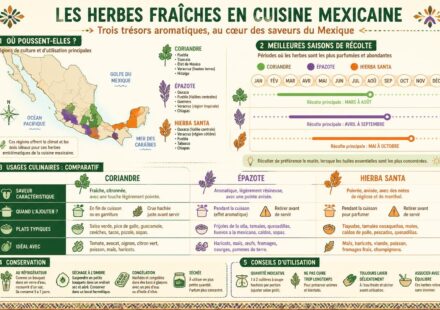 Herbes fraîches en cuisine mexicaine : coriandre, épazote, hierba santa — quand et comment les utiliser découvrez comment utiliser les herbes fraîches incontournables de la cuisine mexicaine – coriandre, épazote et hierba santa – pour sublimer vos plats avec des conseils sur le moment et la manière de les intégrer.