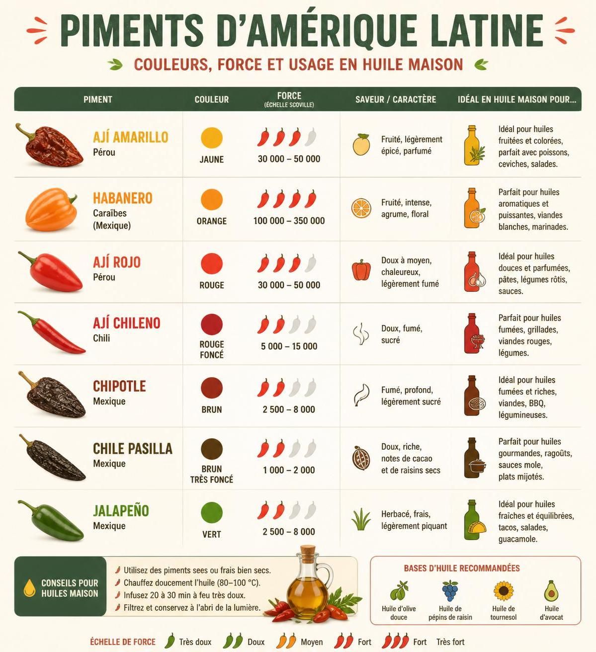 découvrez notre recette maison d'huile de piment à la mode latine, idéale en version douce ou version fuego pour relever tous vos plats avec authenticité et saveur.