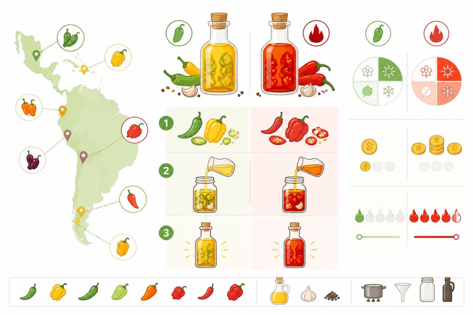 découvrez notre recette maison d'huile de piment à la mode latine, avec une version douce pour les palais sensibles et une version fuego pour les amateurs de sensations fortes.