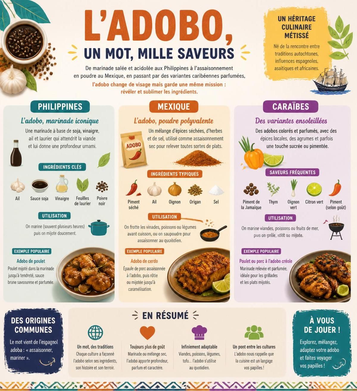 découvrez l'adobo, la marinade latine incontournable qui sublime viandes et poissons pour des plats de fête savoureux et authentiques.