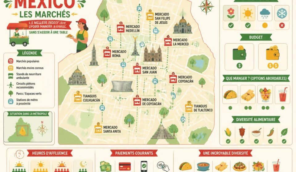 découvrez les marchés de mexico, des lieux parfaits pour déguster une cuisine locale authentique sans avoir à réserver une table de restaurant.