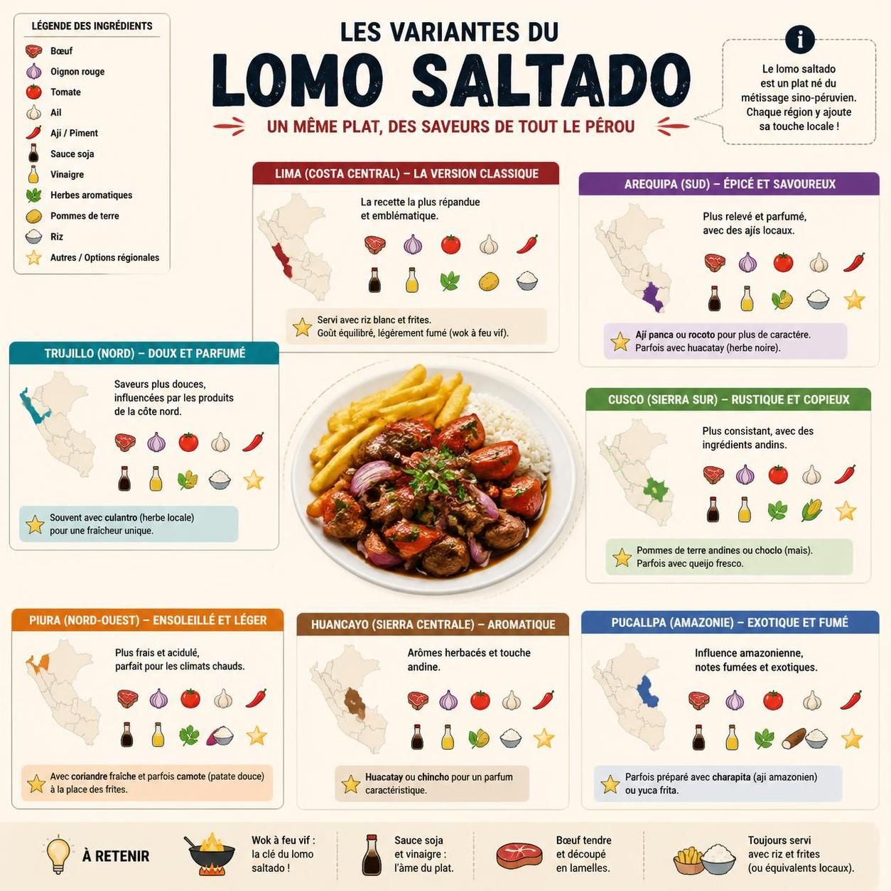 découvrez l'histoire fascinante du lomo saltado, un plat emblématique de la cuisine péruvienne influencée par la cuisine chinoise, avec une recette authentique et simple à réaliser.