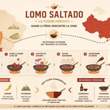 Lomo saltado : quand la cuisine péruvienne a emprunté le wok à la Chine — recette et histoire découvrez l'histoire fascinante du lomo saltado, un plat péruvien qui marie les saveurs de la chine grâce à l'utilisation du wok, accompagné d'une recette facile à réaliser.