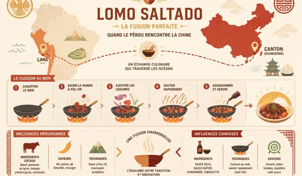 découvrez l'histoire fascinante du lomo saltado, un plat péruvien qui marie les saveurs de la chine grâce à l'utilisation du wok, accompagné d'une recette facile à réaliser.