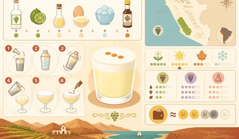 découvrez la recette officielle du pisco sour, le cocktail national du pérou, expliquée pas à pas pour réaliser ce délicieux breuvage chez vous.