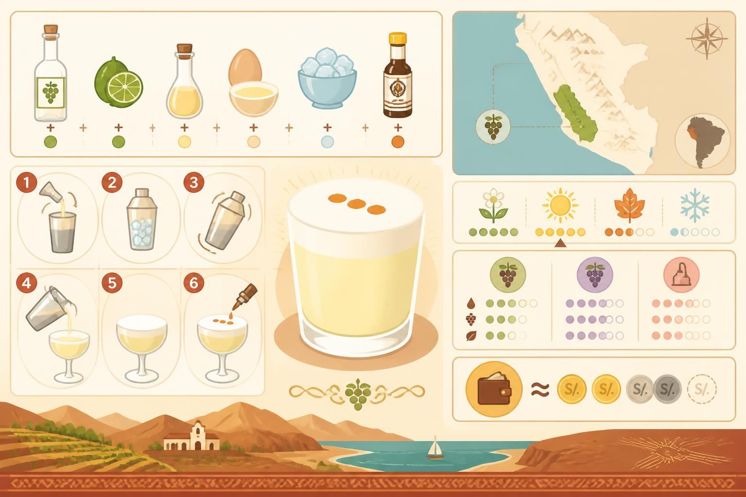 découvrez la recette officielle du pisco sour, le cocktail national du pérou, expliquée pas à pas pour réaliser ce délicieux breuvage chez vous.