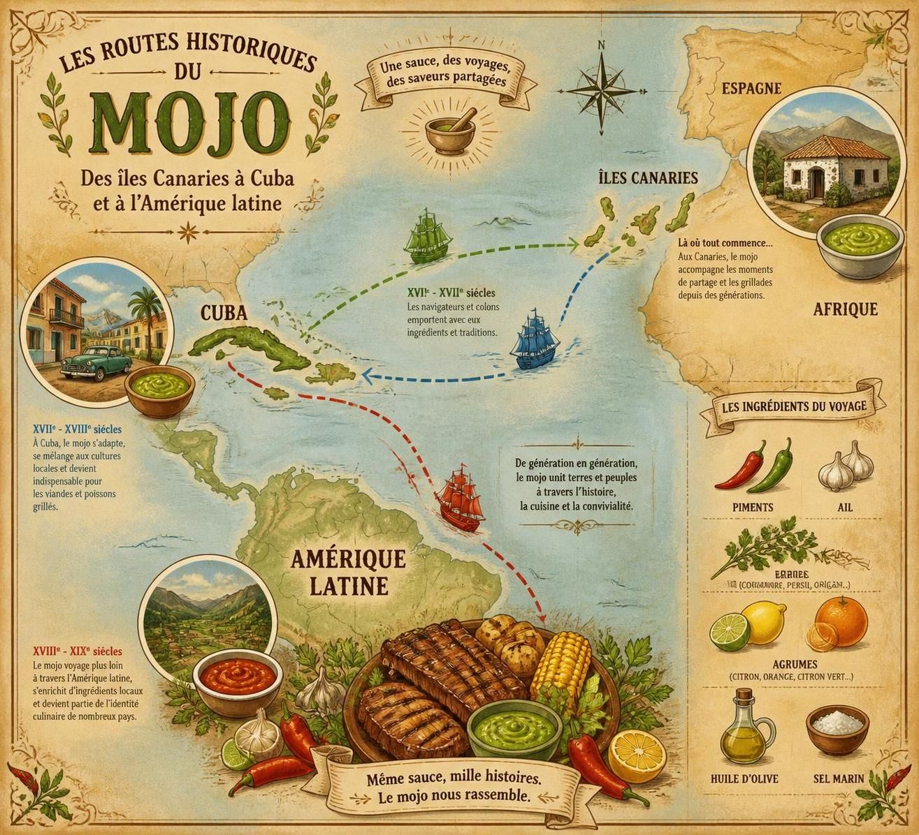 découvrez nos deux recettes incontournables de sauce mojo cubain rouge et vert, parfaites pour sublimer toutes vos grillades latines avec des saveurs authentiques et gourmandes.