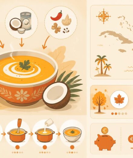 découvrez notre velouté de butternut au lait de coco, une soupe créole onctueuse et réconfortante, parfaite pour réchauffer vos soirées d'hiver.