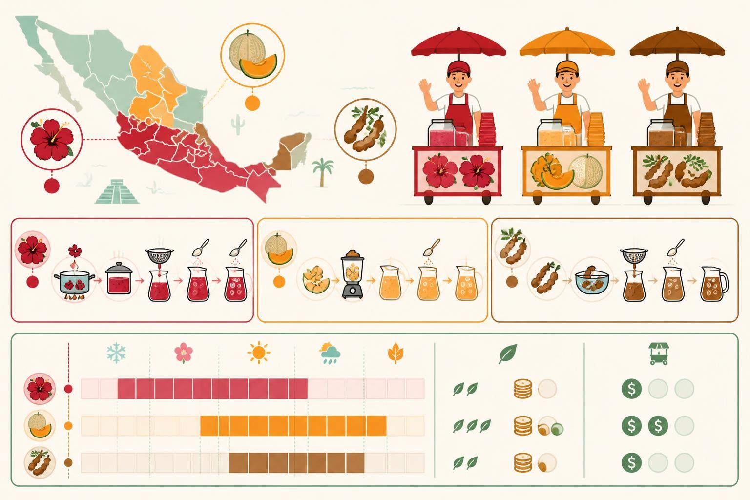 découvrez les recettes authentiques des vendeurs de rue mexicains pour préparer l'agua fresca : hibiscus, melon et tamarindo, des boissons fraîches et savoureuses parfaites pour l'été.
