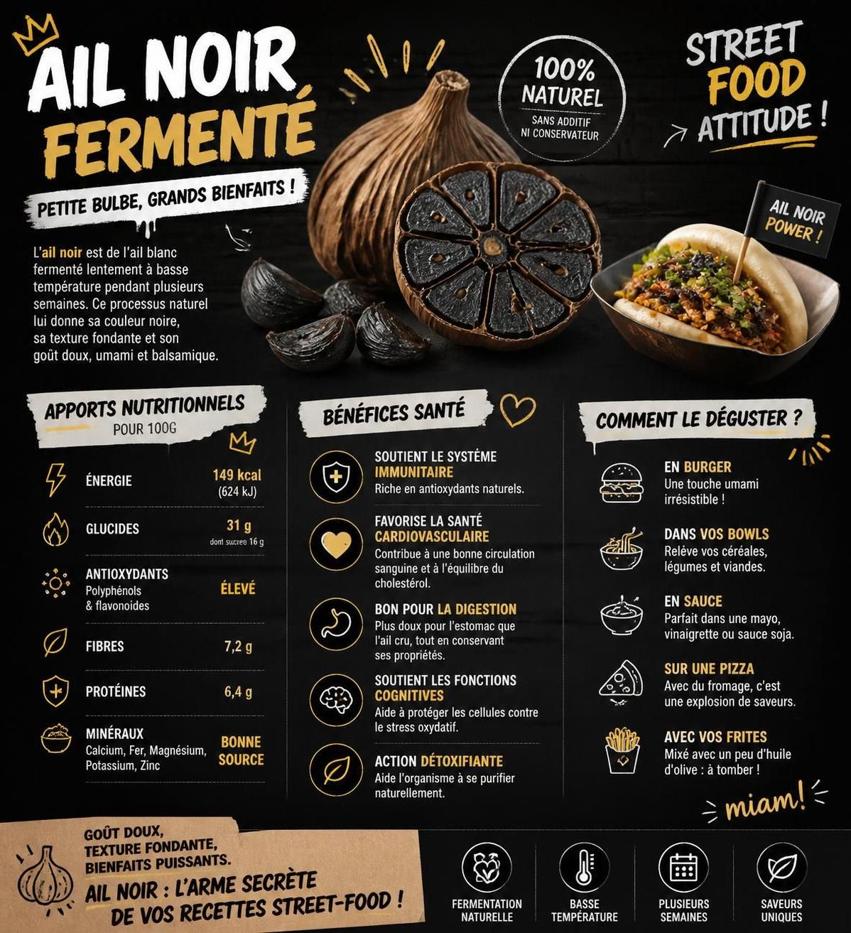découvrez l'ail noir fermenté, cet ingrédient umami subtil qui sublime vos sauces et marinades avec une saveur riche et unique.
