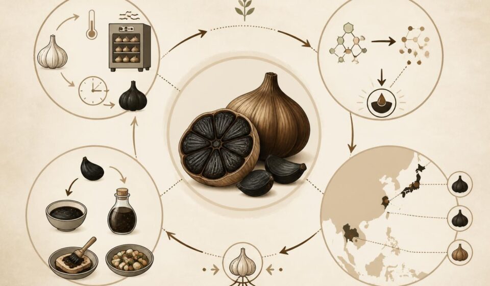 découvrez l'ail noir fermenté, l'ingrédient umami subtil qui sublime vos sauces et marinades avec une saveur authentique et originale.