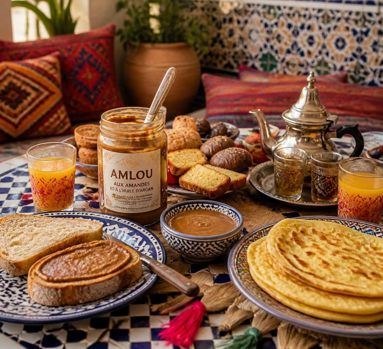 découvrez l'amlou marocain, une délicieuse pùte d'amandes mélangée à l'huile d'argan et au miel, parfaite pour un petit déjeuner savoureux et énergétique.