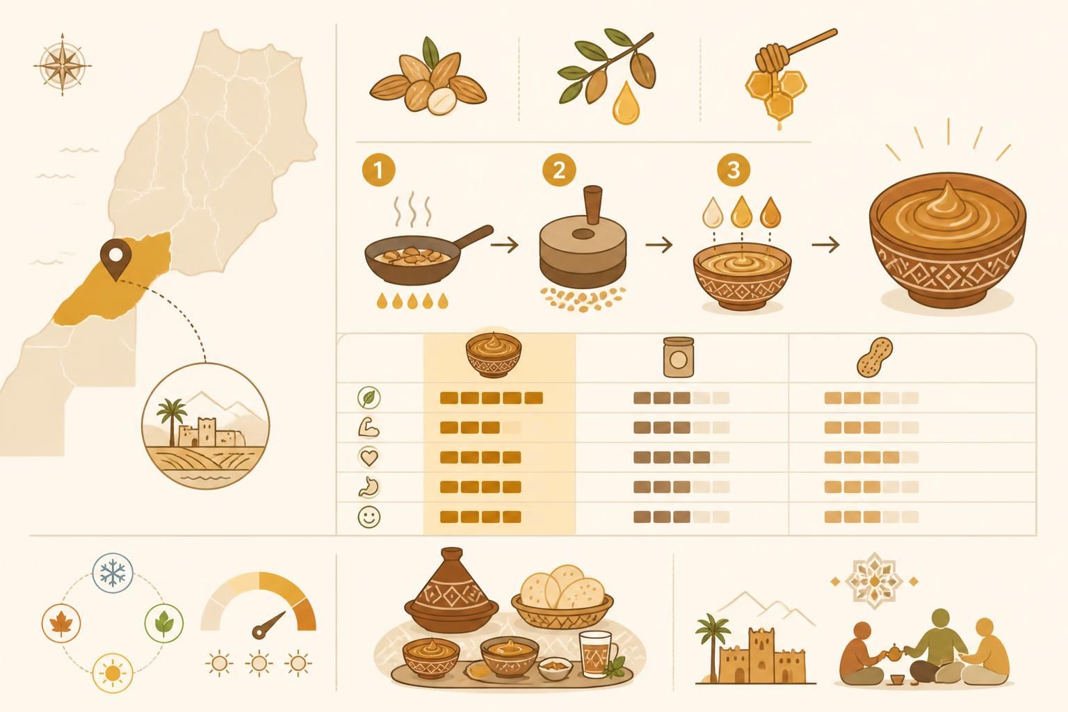 découvrez l'amlou marocain, une délicieuse pâte d'amandes riche en huile d'argan et miel, parfaite pour un petit déjeuner énergétique et authentique.