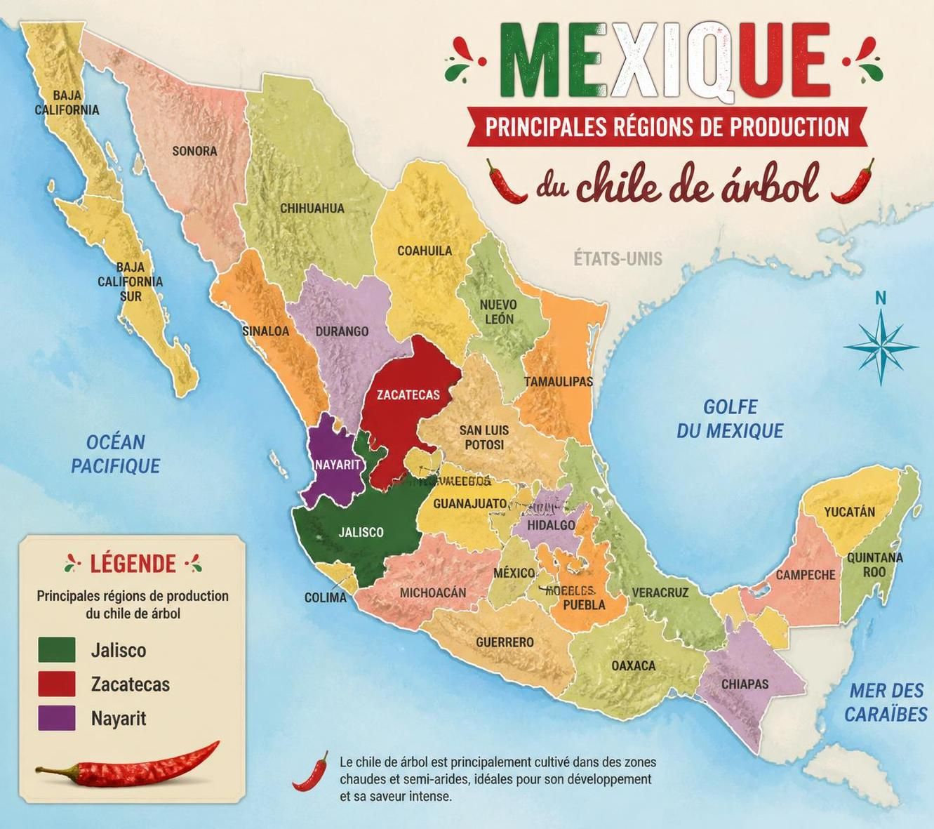 découvrez le chile de árbol, ce petit piment rouge mexicain qui apporte une chaleur intense aux salsas et donne du caractère à toutes vos soupes. parfait pour réveiller vos plats avec une touche authentique et épicée.