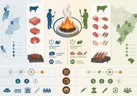 découvrez les différences entre le churrasco argentin et le barbecue brésilien : même feu, mais deux philosophies uniques et deux manières distinctes de découper la viande.