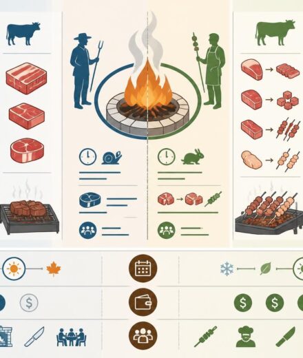 Churrasco argentin vs barbecue brésilien : même feu, deux philosophies, deux manières de couper découvrez les différences entre le churrasco argentin et le barbecue brésilien : même feu, mais deux philosophies uniques et deux manières distinctes de découper la viande.