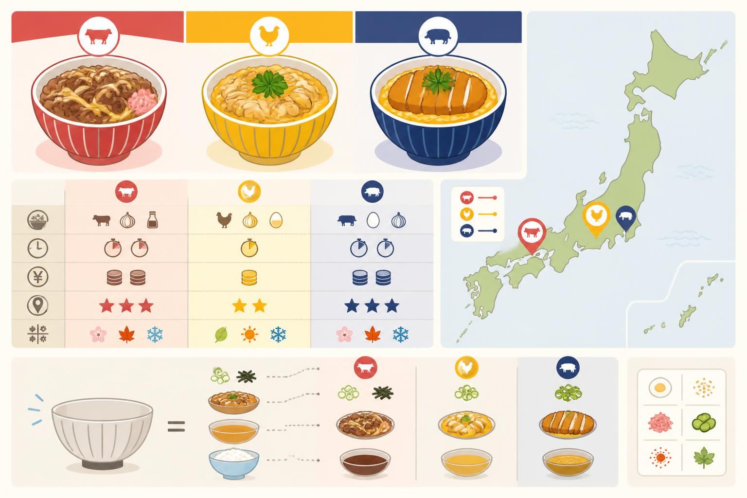 découvrez le donburi, le bol japonais traditionnel du quotidien, et explorez les saveurs du gyudon, oyakodon et katsudon pour choisir votre préféré.