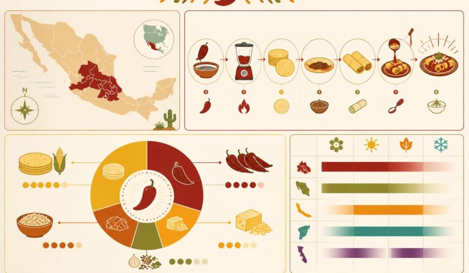 découvrez les enchiladas rojas : de savoureuses tortillas farcies et généreusement nappées de sauce chile rouge, comme en plein cœur du mexique.