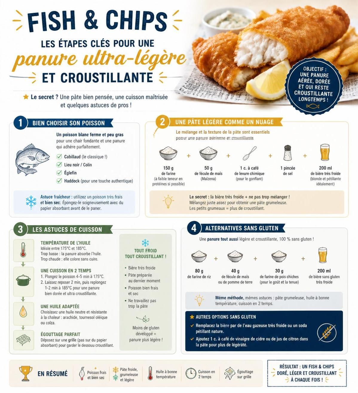 découvrez notre technique infaillible pour préparer un fish and chips revisité avec une panure ultra-légère et croustillante qui croque à chaque bouchée. un délice revisité à ne pas manquer !