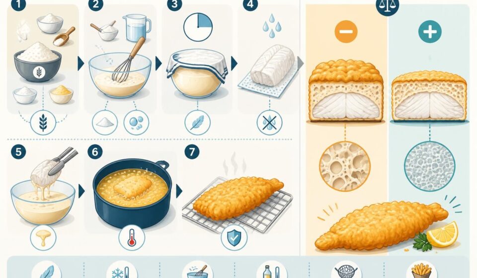 découvrez notre technique simple pour réussir un fish and chips revisité avec une panure ultra-légère et croustillante à souhait, pour un goût et une texture incomparables.
