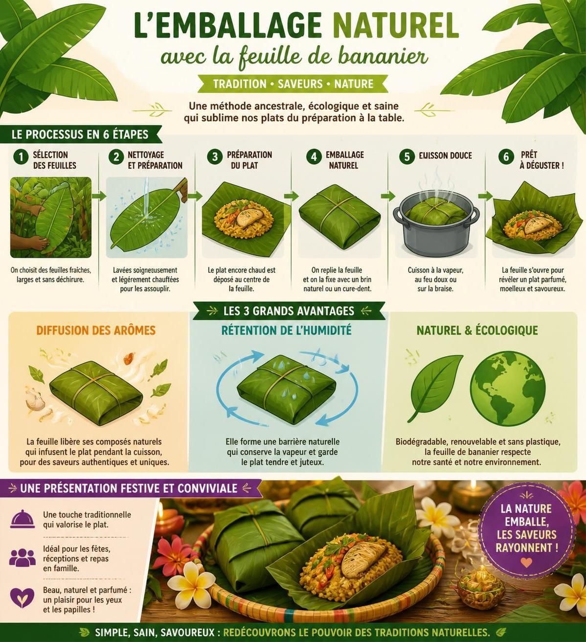 découvrez comment utiliser la feuille de bananier en cuisine pour emballer, cuire à la vapeur et parfumer vos plats grâce à ce guide pratique complet.