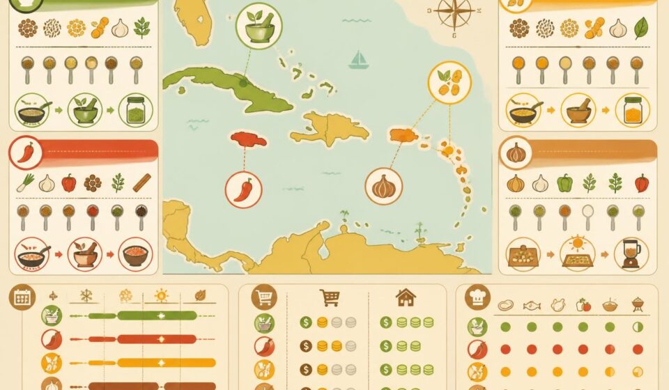 découvrez comment préparer facilement vos mélanges d'épices caribéens maison : colombo, jerk, et sofrito sec pour des saveurs authentiques sans achat.