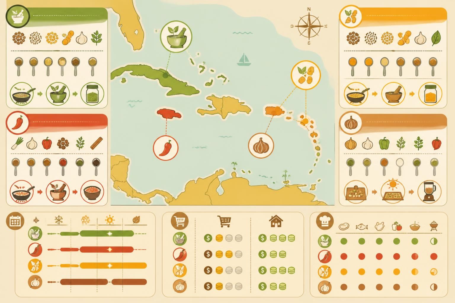 découvrez comment préparer facilement vos mélanges d'épices caribéens maison : colombo, jerk, et sofrito sec pour des saveurs authentiques sans achat.