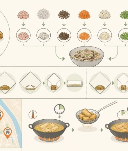 Nems vietnamiens croustillants : farce, pliage et double friture comme les vendeurs de rue de Hanoï découvrez la recette authentique des nems vietnamiens croustillants avec une farce savoureuse, un pliage traditionnel et une double friture pour un résultat parfait, comme les célèbres vendeurs de rue de hanoï.