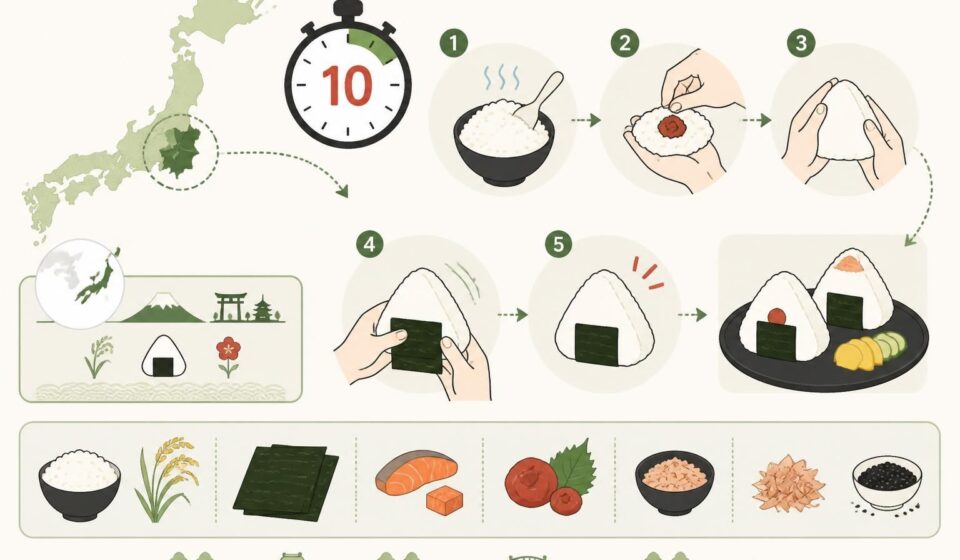 découvrez comment préparer facilement des onigiris japonais, le snack de rue incontournable, chez vous en seulement dix minutes. recette rapide et savoureuse pour un délicieux encas maison.