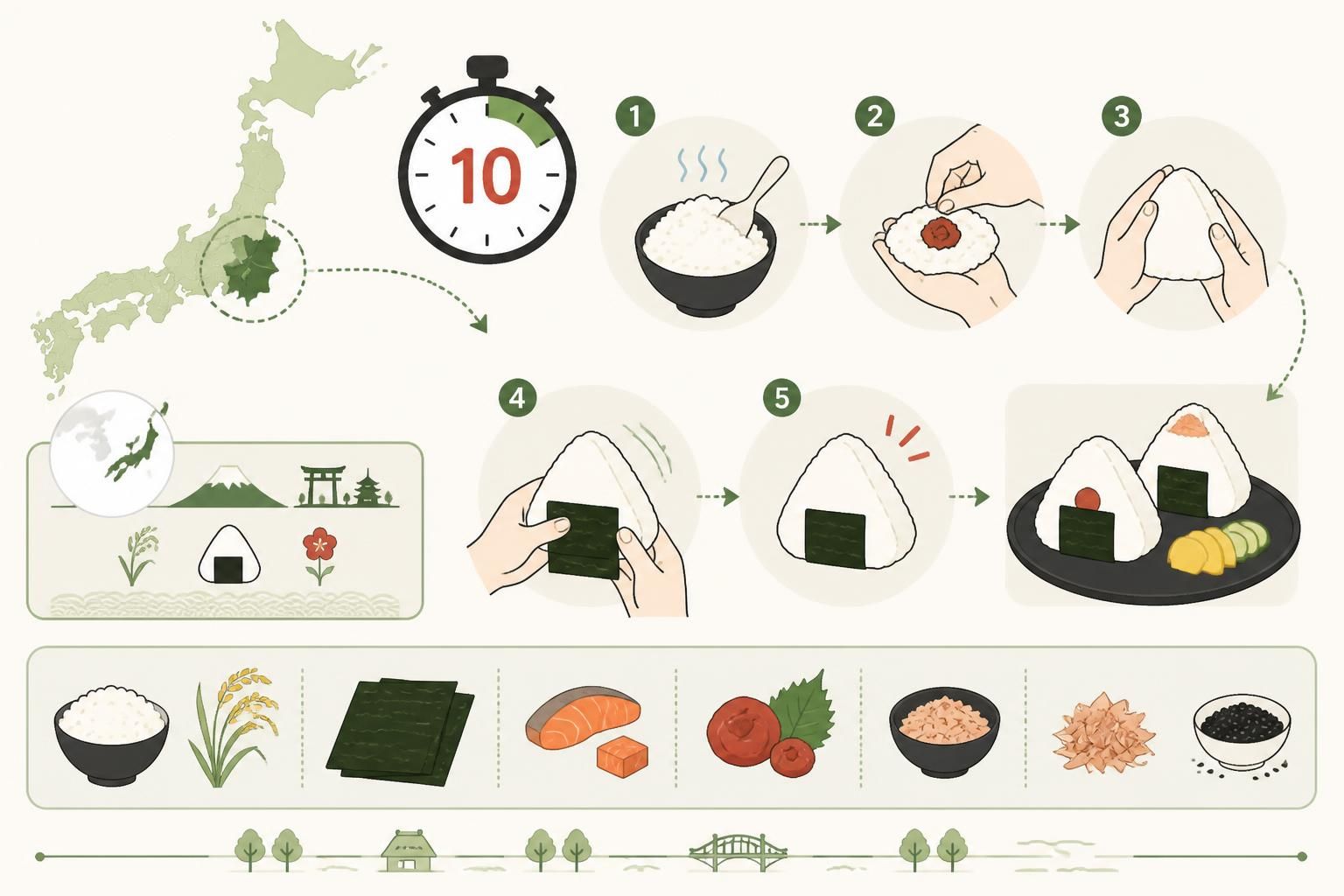 découvrez comment préparer facilement des onigiris japonais, le snack de rue incontournable, chez vous en seulement dix minutes. recette rapide et savoureuse pour un délicieux encas maison.