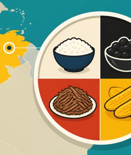 découvrez le pabellón criollo vénézuélien, le plat national coloré à base de riz, caraotas, viande et tajadas, une explosion de saveurs traditionnelles en quatre couleurs.