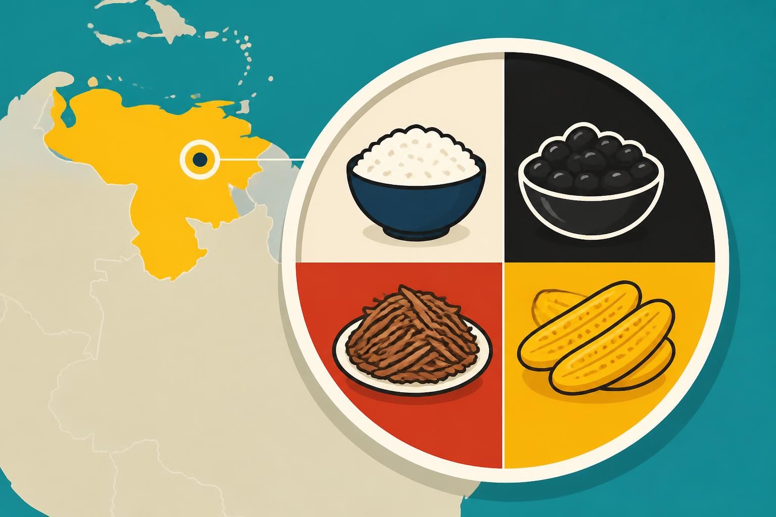 découvrez le pabellón criollo vénézuélien, le plat national coloré à base de riz, caraotas, viande et tajadas, une explosion de saveurs traditionnelles en quatre couleurs.