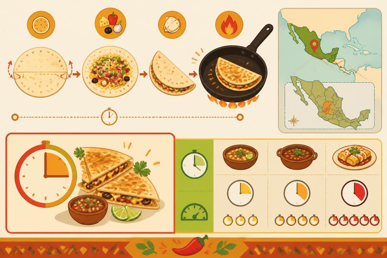 découvrez notre recette rapide de quesadilla maison, une spécialité mexicaine croustillante prête en seulement quinze minutes pour un repas savoureux et facile à préparer.