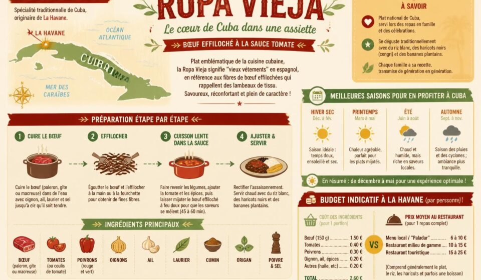 découvrez la ropa vieja cubaine, un délicieux bœuf effiloché mijoté dans une sauce tomate savoureuse, à la façon traditionnelle de la havane. un plat réconfortant et authentique, parfait pour un dimanche gourmand chez gloria.