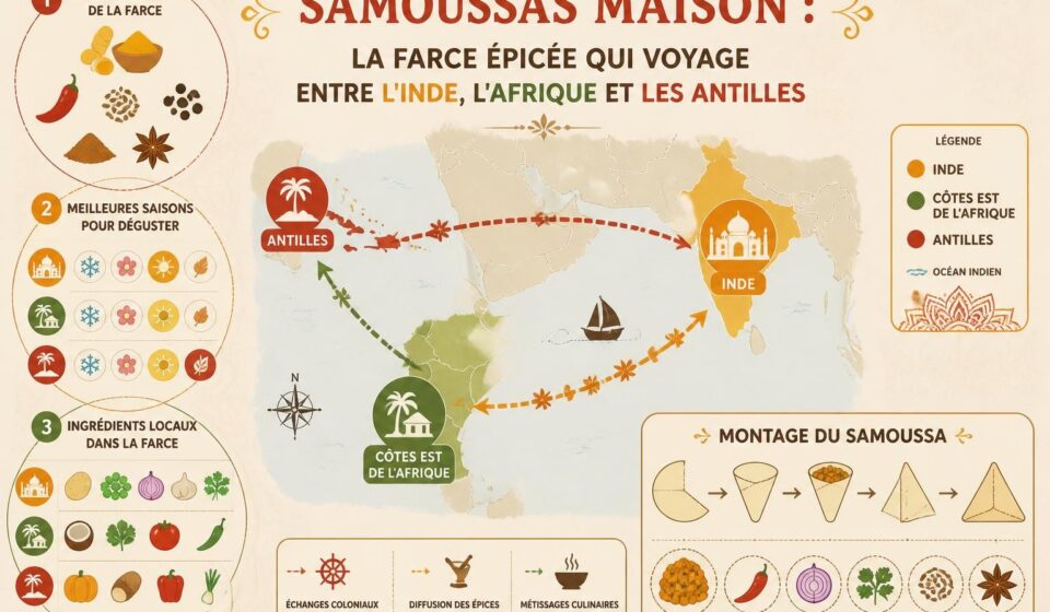 découvrez nos samoussas maison, une farce épicée aux saveurs authentiques qui voyage entre l'inde, l'afrique et les antilles, pour un délice exotique à chaque bouchée.